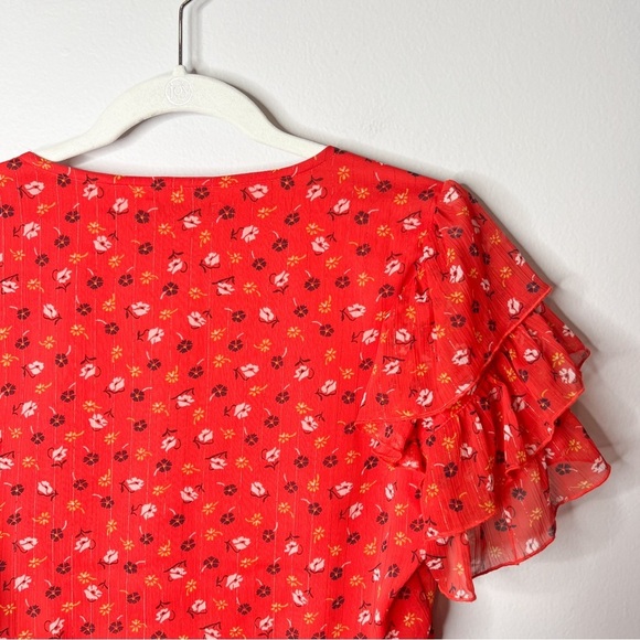 Madewell Tiered-Sleeve Peplum Top in Metallic Prairie Posies - Picture 8 of 8